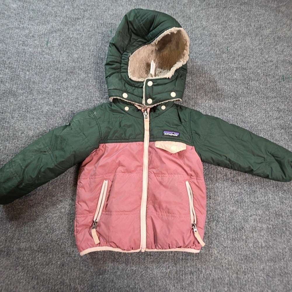 Patagonia Jacket Kids 3T Multicolor Colorblock Puffer Hooded Full Zip Winter